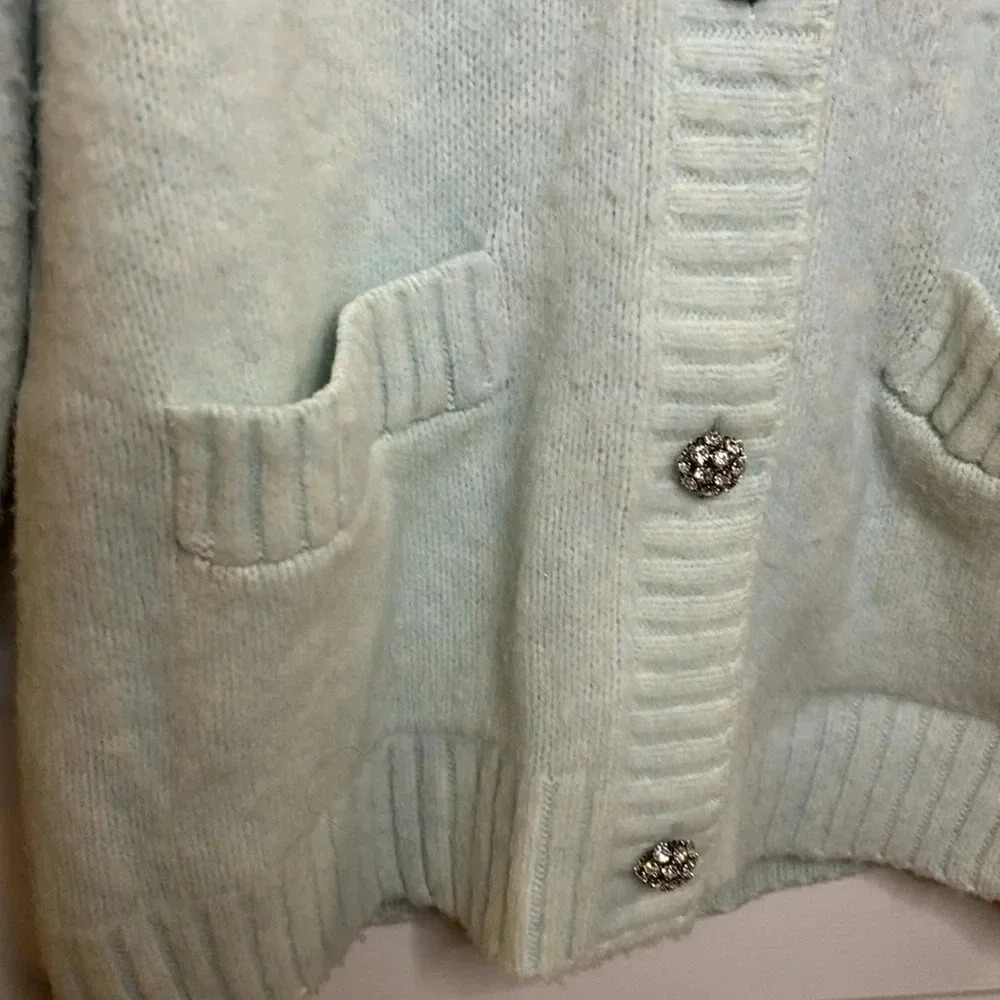 VGC Prada womens oversized light seafoam wool cardigan current size 40 - Picture 6 of 13